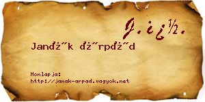 Janák Árpád névjegykártya